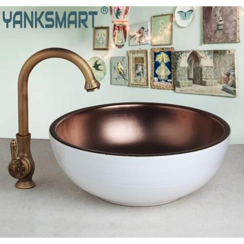 YANKSMART Bathroom Art Sink Wash-basin Ceramice Lavatory Bath Sink Combine Set Torneira Mixer Faucet 6 Color