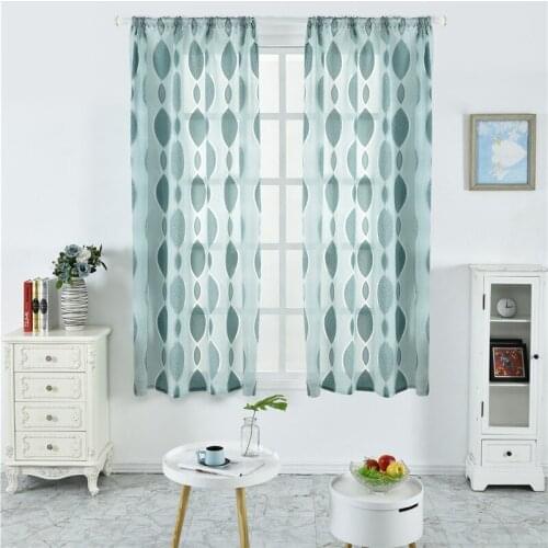Circle Cut Flower Printing Curtain Door Window Curtain Window Blinds Bedroom Living Room Half Blackout Polyester Curtain Drapes