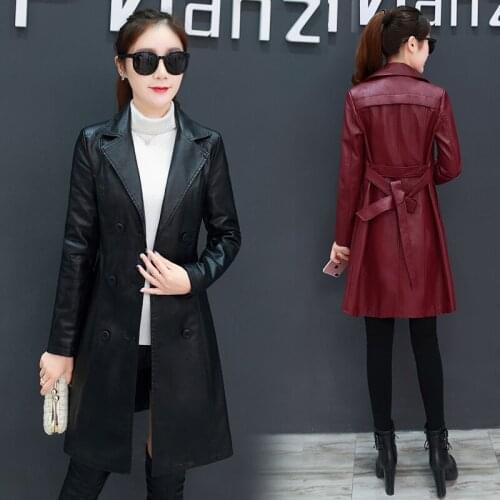 Spring autumn winter long section faux leather jackets women plus velvet thick fashion casual fur pu coat women leather jacket
