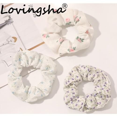 LOVINGSHA Cute Floral Hair Accessories For Women Girl Hair Tie Scrunchies Ponytail Hair Holder Rope Elastic Hair Band FC281