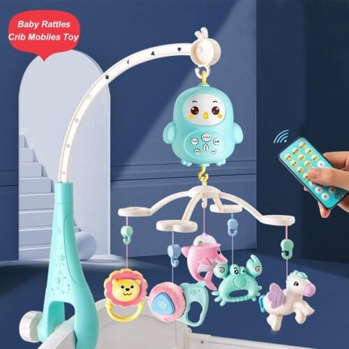 Baby Rattles Crib Mobiles Toy Holder Rotating Crib Mobile Bed Musical Box Projection 0-12 Months Newborn Infant Baby Rattles Toy
