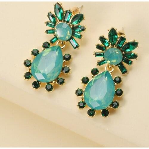 Fashion Metal Colorful Crystal Drop Earrings Bijoux Geometric Rhinestones Earrings Statement Jewelry Gifts