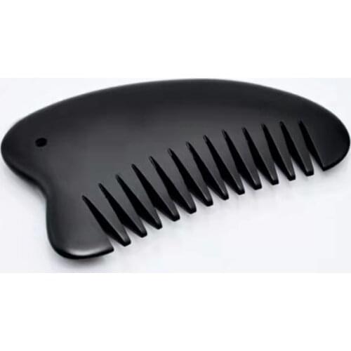 Natural Jade Comb Face Gua Sha Tool Crystal China Bian Shi Stone Mineral Skin Care Massager Head Body Health Massage Scraper