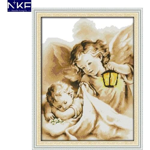 NKF The angel in dream needle craft cross stitch charts handcraft counted canvas Christmas cross stitch kits for home decoration