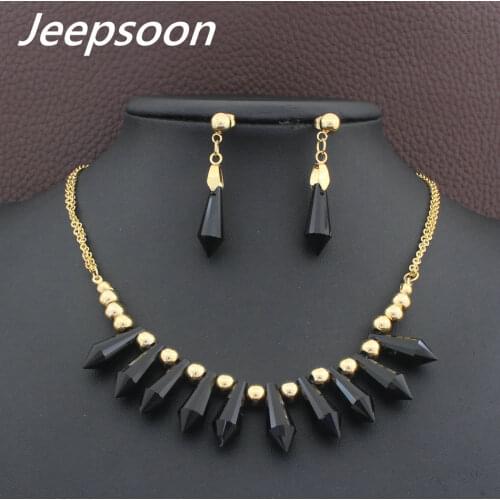 Newest Fashion Stainless Steel Jewelry Romantic gold color necklace+ earrings sets For Women And Girls SEUFARCB