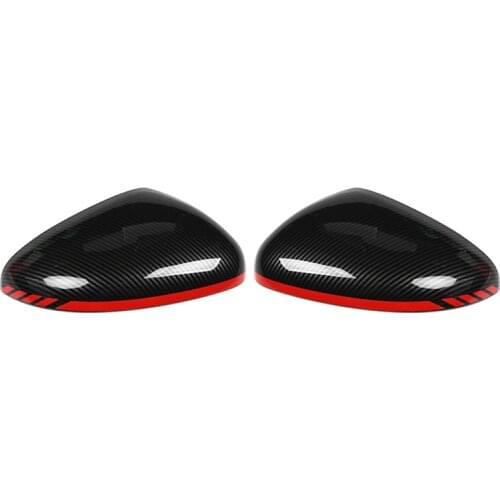 NEW-Carbon Fiber for Honda FIT 2021 1 Pair Rearview Mirror Cover Side Wing Rear View Mirror Case Covers with Red Edges