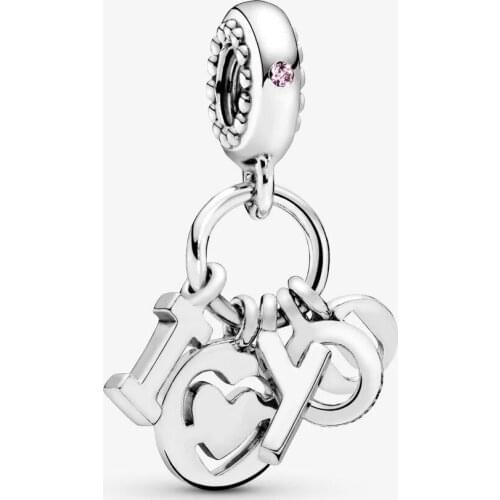 I Love You Letters Dangle Charms Fits Pandora Bracelet 925 Sterling Silver Metal Beads for Jewelry Making Wholesale