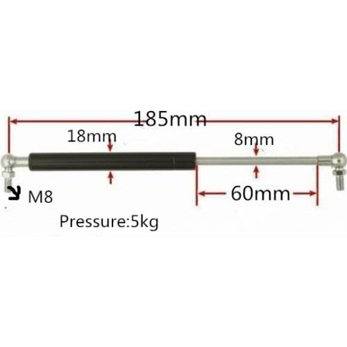5KG 11lb Force 60mm Long Stroke Hood Lift Support Auto Gas Spring in Springs M8 Hole Diameter