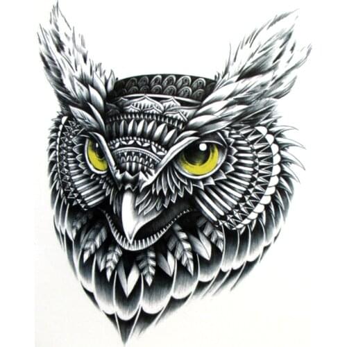 Flying Owltemporary tattoo, Hand painted realistic owl tattoo stickers, women and man waterproof tattoo stickers, arm