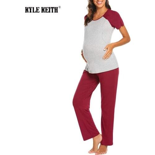 Women Maternity Short Sleeve Sleepwear Nursing Baby T-shirt Tops+pants Pajamas Set Cotton Suit Homewear Zwangerschaps Kleding