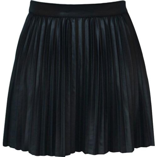 Women Zipper Back Solid Color Pleated A-line Short Mini Skirt AM2246