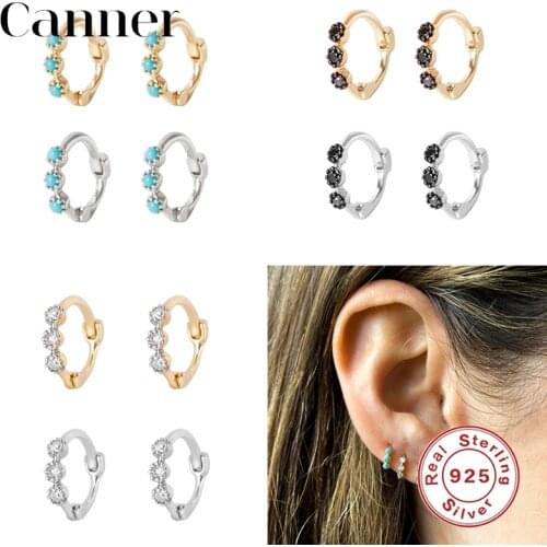 Canner Huggie Earrings For Women Opal Trilogy Pendiente Plata 925 Sterling Silver Earings Aretes De Mujer Jewelry 2021 Trend W5