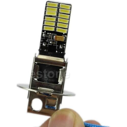 1pcs New Headlight 24-SMD-4014 H3 6500K HID White LED Bulbs for Fog Light or Driving Lamp