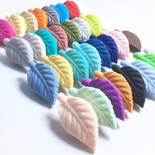 1pc Silicone Beads Leaf Food Grade Baby Chew Loose Beads Nursing BPA Free High Quality Silicone Teething Necklace Toy