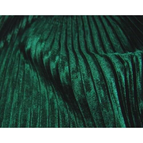 2 meters 150cm 59.05" width ink green crumple accordion pleated pleuche velour fabric for long skirt shirt MM62