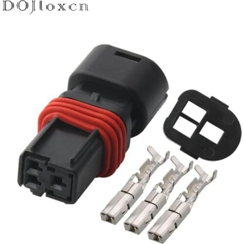 1 Set 3 Pin Wiring Waterproof Electrical Black Connector Auto Housing Female Plug With Terminal And Seal Rubber DJ7037B-1.5-21