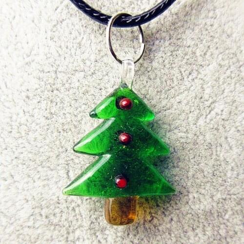 6pcs Custom Hand made lampwork Murano Glass Christmas tree figurine pendant miniature lovely ornaments DIY Necklace accessories