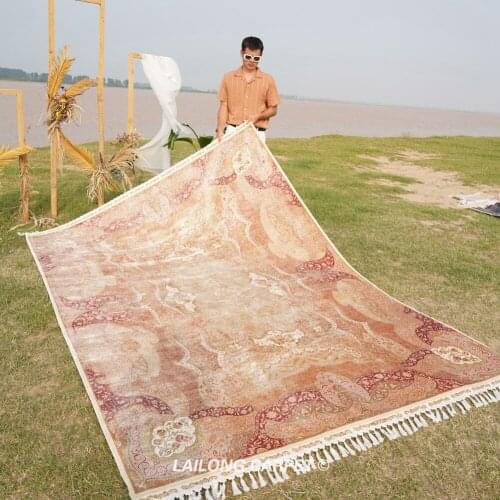 7.4'x10.3' traditional persian design handknotted rug luxury handmade silk carpet (YL1581A)