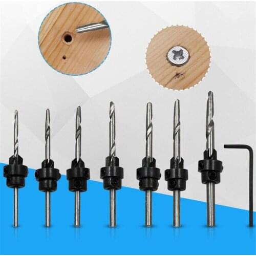7pcs Set 3.0MM-5.5MM Wood Screw Drill Bit Sink Hole Core Drilling Bits Reamer Woodworking Tool