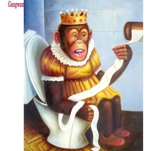 5d diy diamond embroidery toilet monkey woman diamond painting Cross Stitch full square&round drill Rhinestone mosaic wc decor