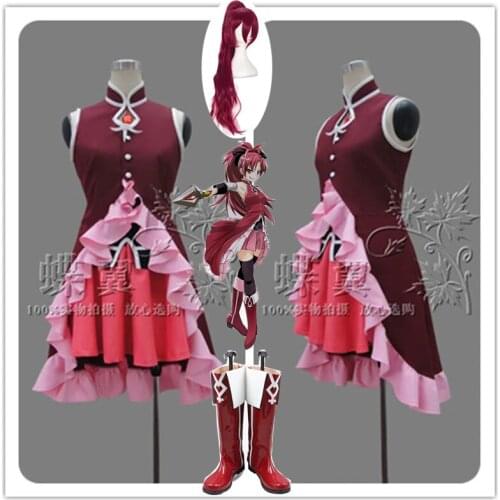 Anime Puella Magi Madoka Magica Kyoko Sakura Cosplay Costume Madoka Magica Sakura Kyouko Shoes Wigs Prop For Women Halloween