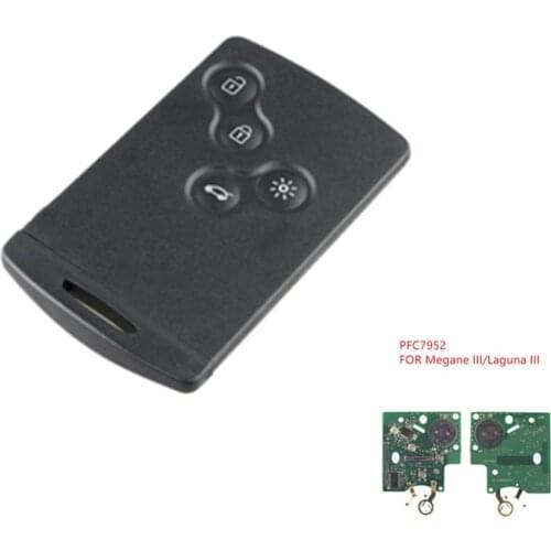 4 Buttons Car Remote Key Card 433MHz PCF7952 ChipFor Renault Megane III Laguna III Koleos CLIO Smart Card 2008-2011