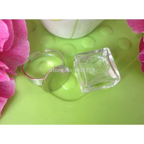 Free shipping !! 10pcs 18x18mm Square Liquid Rings,glass bubble Liquid rings,Glass Globe Bubble Vial rings,glass bottle rings
