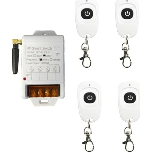AC220V 380V 1CH 1 CH Wireless RF Remote Control Light Switch 30A Relay Output Radio Receiver Module+one-button Transmitter