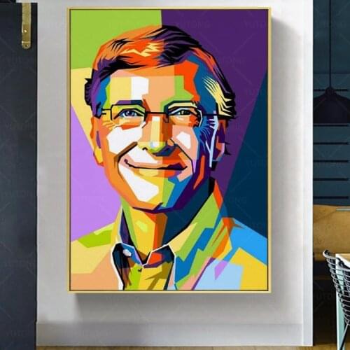 Bill Gates Canvas Art Poster and Wall Art Picture Print Modern Family Bedroom Decor Posters painting frame