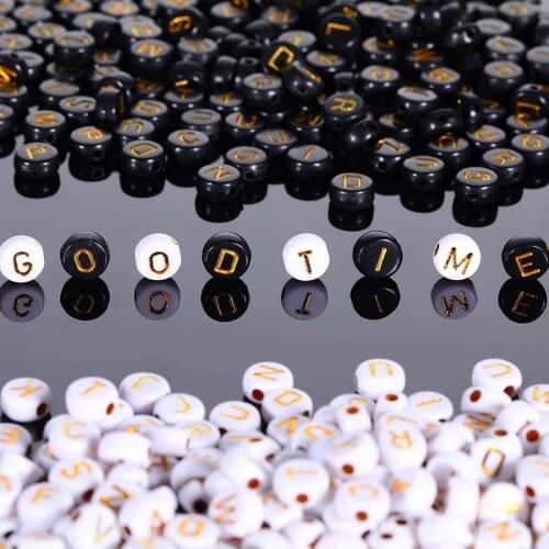 Black White Mixed Color Letter Acrylic Beads Round Cube Alphabet Loose Beads For Jewelry Making Diy Bracelet Earring Accessories