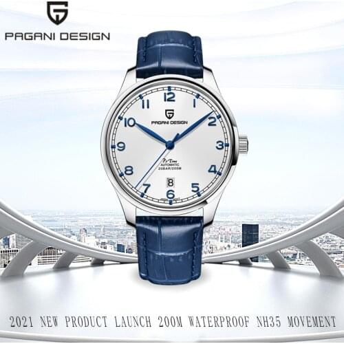 Pilot Watch Pagani Design Watch Men Stainless Steel Automatic Mechanical Watch 200M Waterproof Leather Strap relogio masculino