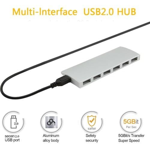 CHYI 7 Multi Ports USB 2.0 Hub Micro Aluminum Alloy Adapter Splitter With Mini USB Port Connector Hab PC Accessories For MacBook