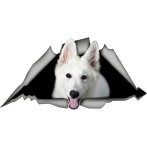Dawasaru White Swiss Shepherd Sticker 3D Pet Graphic Vinyl Decal Car Window Laptop Bumper Car Stickers,13cm*6cm