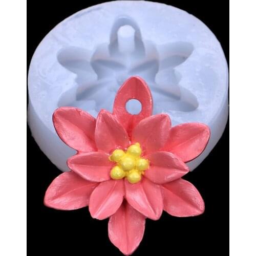 DIY Flower Silicone Mold with Hole Crystal Drop Glue Hand Pendant Decoration 15-1061