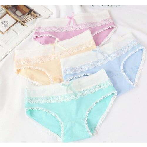 1PC Candy Color Cotton Womens Underwear Low Waist Cute Bow Crotch Women