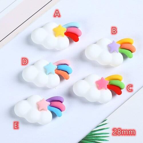 Shooting Star cute Resin Cabochons Flatback 20pcs white Clouds Button Cabochon for Scrapbook Colorful Resin Accessories Findings