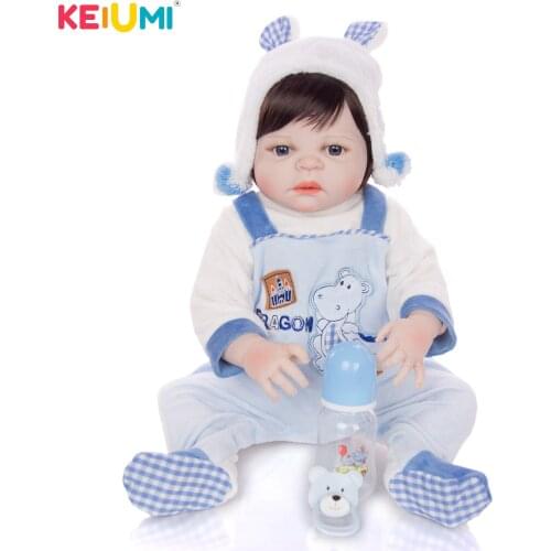 KEIUMI Hotsale Realistic 23 Inch Reborn Baby Doll Boy 57 cm Full Silicone Vinyl Newborn Babies Doll Toy For Kid Birthday Present