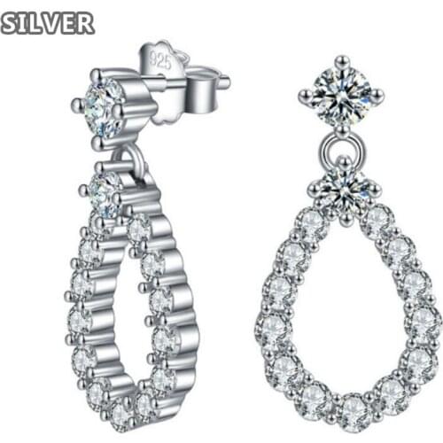 Classic Womens Hollow Drop Earring Jewelry with Diamonds Luxury Super shine Exquisite Charms Fairy Wedding party accessories