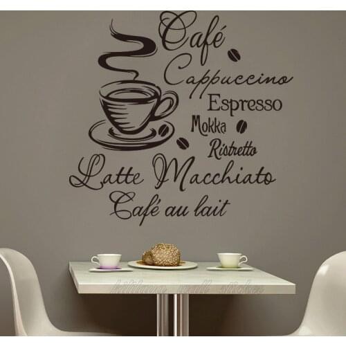 Coffee Kitchen Vinyl Wall Stickers Kitchen Coffee Shop removable Wall Mural Decals Home Decor House Decoration Wall Art 1055