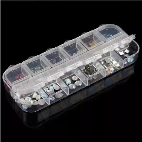 Storage Box Case for False Nails Eyelashes Scrapbooking Buttons Rhinestones Gems 12 Cell Jewlery Organizers 60 pcs/lot