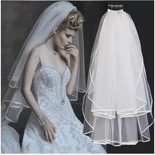 Short Wedding Veils Two Layers Satin Edge Birdcage Veil Bridal Veils High Quality Tulle