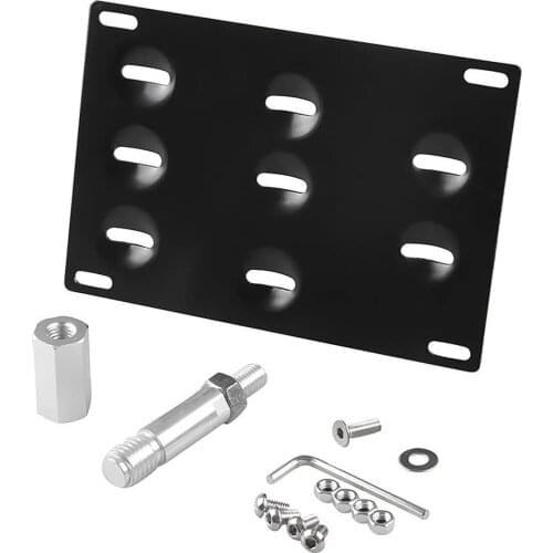 License Plate Towing Bracket Front Bumper Pr Fit - Black