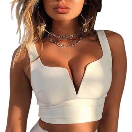 Summer Women Club Beach Clothing Lady Lace Solid Sling Crop tops V Neck Split Backless Slim Vest Camisoles Tanks Female 2020