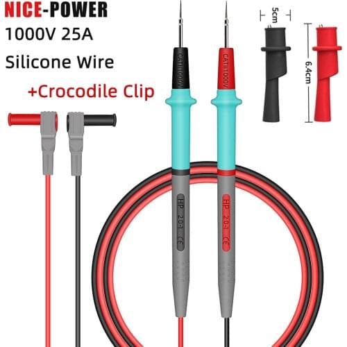 1000V 20A Multi Meter Tester Lead Probe Pin For Digital Multimeter Needle Tip Meter Wire Pen Cable Silicone Wire