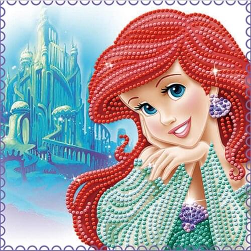 Disney 5D Diy Diamond Painting Mosaic Cartoon Mermaid Princess Cross Stitch Kits Diamond Art Home Decor Painting Children Gift