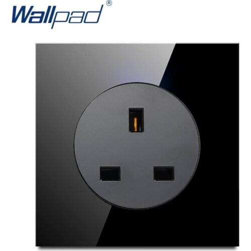 Wallpad 2019 New Arrival Crystal Glass Panel 13A UK 3 Pin Wall Power Socket Outlet Grounded With Child Protective Lock