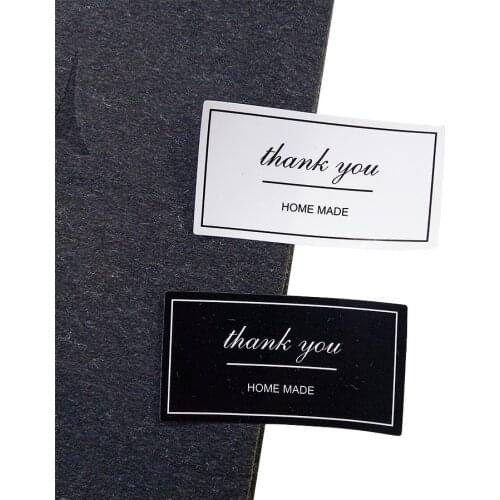 100pcs/lot Black And White 'Thank You' Rectangular Seal Sticker Gift Sticker For Homemade Bakery Packaging Decoration Label