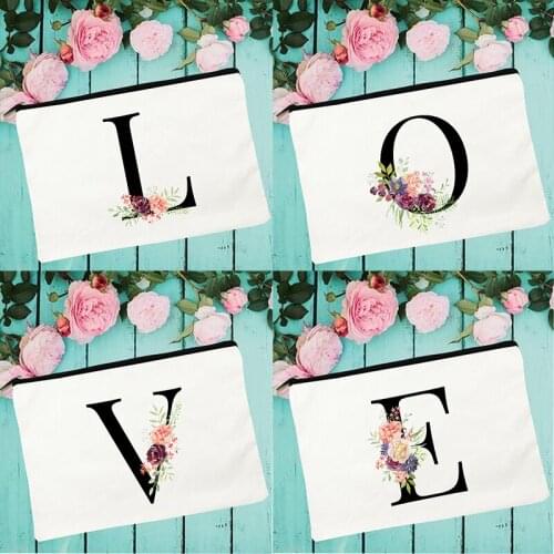 Letter Print Make Up Organizer Travel Toiletry Storage Bags Makeup Jewelry Storage Case Pouch School Supplies Storage Pencil Bag