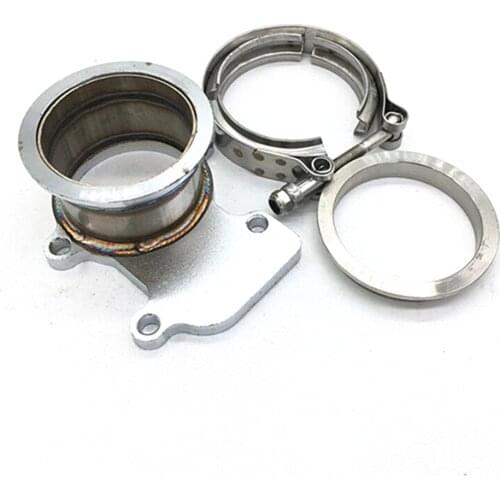 Silver Car Turbo Downpipe Flange to 3" V-band Adaptor M8 Thru Holes Fit for Cummins Holset WH1C HX35 HX35W HX40 Turbocharger