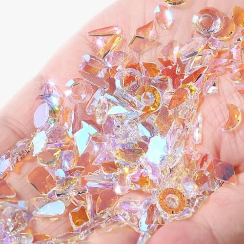 100 Pcs Multi-Shape Nail Rhinestones for Nail art decoration fairy stone diamonds set 9 Colors Glass stone (nail art rhinestone)